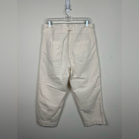 Anthropologie Twill Cream Straight Boyfriend Fit Canvas Size 32/ 14 EUC Ankle - Picture 3 of 7
